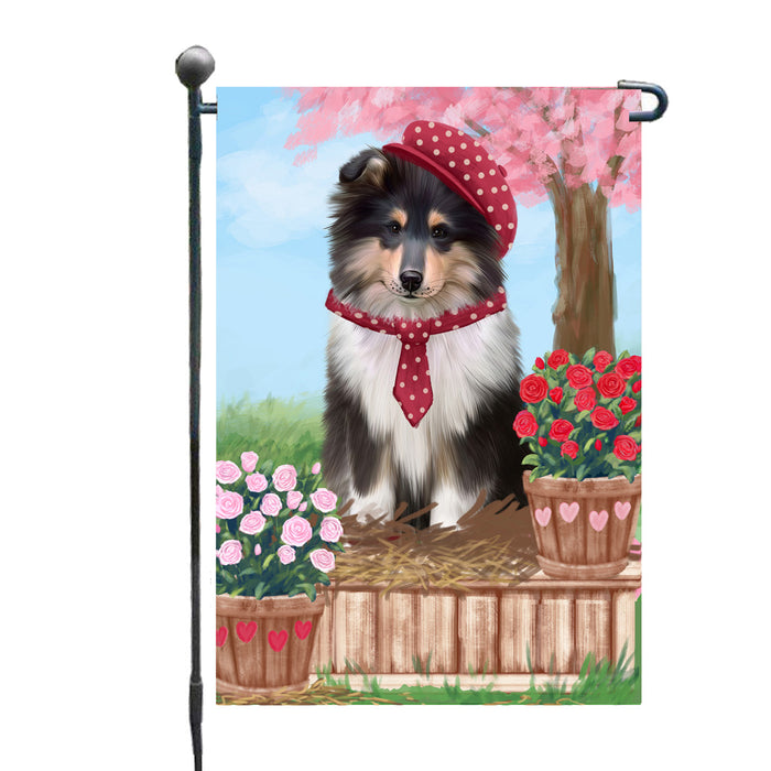 Personalized Rosie 25 Cent Kisses Rough Collie Dog Custom Garden Flag GFLG64779