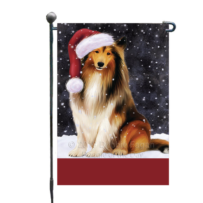Personalized Let It Snow Happy Holidays Rough Collie Dog Custom Garden Flags GFLG-DOTD-A62428
