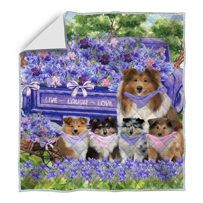 Rough Collie Bed Quilt, Explore a Variety of Designs, Personalized, Custom, Bedding Coverlet Quilted, Pet and Dog Lovers Gift