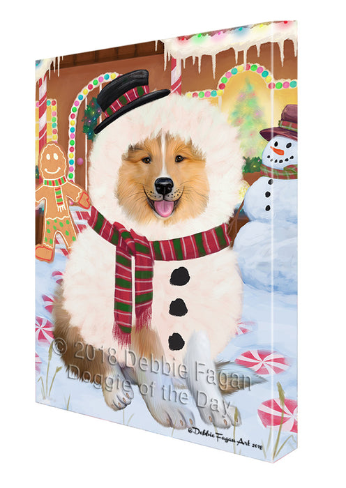 Christmas Gingerbread House Candyfest Rough Collie Dog Canvas Print Wall Art Décor CVS130895