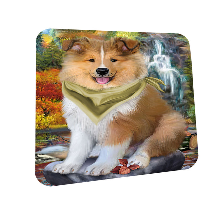 Scenic Waterfall Rough Collie Dog Coasters Set of 4 CST54638