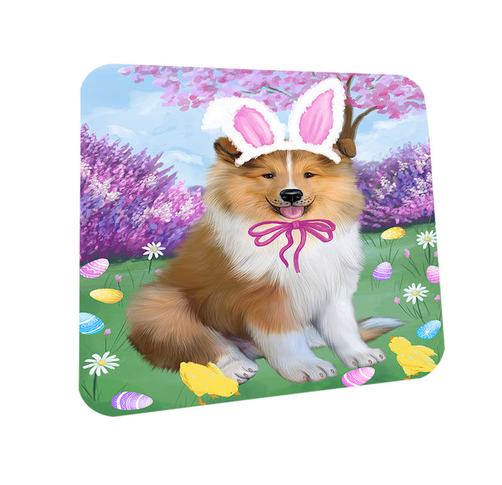 Easter Holiday Rough Collie Dog Coasters Set of 4 CST56887