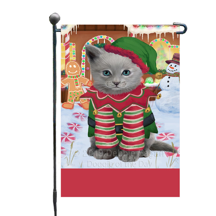 Personalized Gingerbread Candyfest Russian Blue Cat Custom Garden Flag GFLG64150