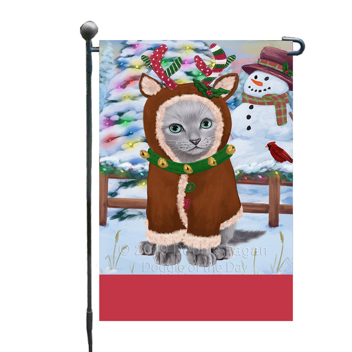 Personalized Gingerbread Candyfest Russian Blue Cat Custom Garden Flag GFLG64151