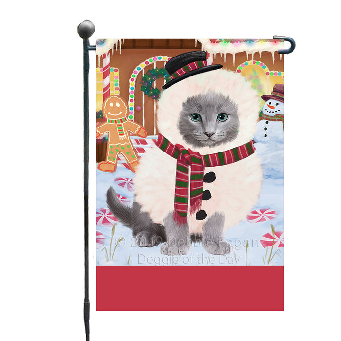 Personalized Gingerbread Candyfest Russian Blue Cat Custom Garden Flag GFLG64153