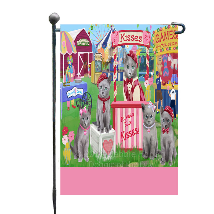 Personalized Carnival Kissing Booth Russian Blue Cats Custom Garden Flag GFLG64310