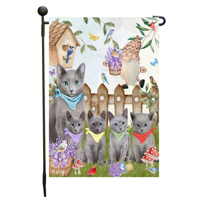 Russian Blue Cats Garden Flag: Explore a Variety of Designs, Custom, Personalized, Weather Resistant, Double-Sided, Outdoor Garden Yard Decor for Cat and Pet Lovers