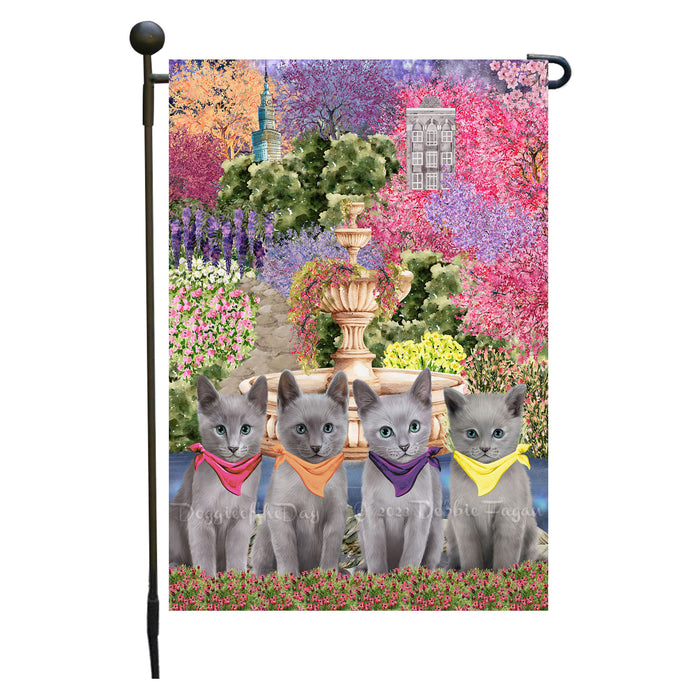 Russian Blue Cats Garden Flag: Explore a Variety of Designs, Weather Resistant, Double-Sided, Custom, Personalized, Outside Garden Yard Decor, Flags for Cat and Pet Lovers