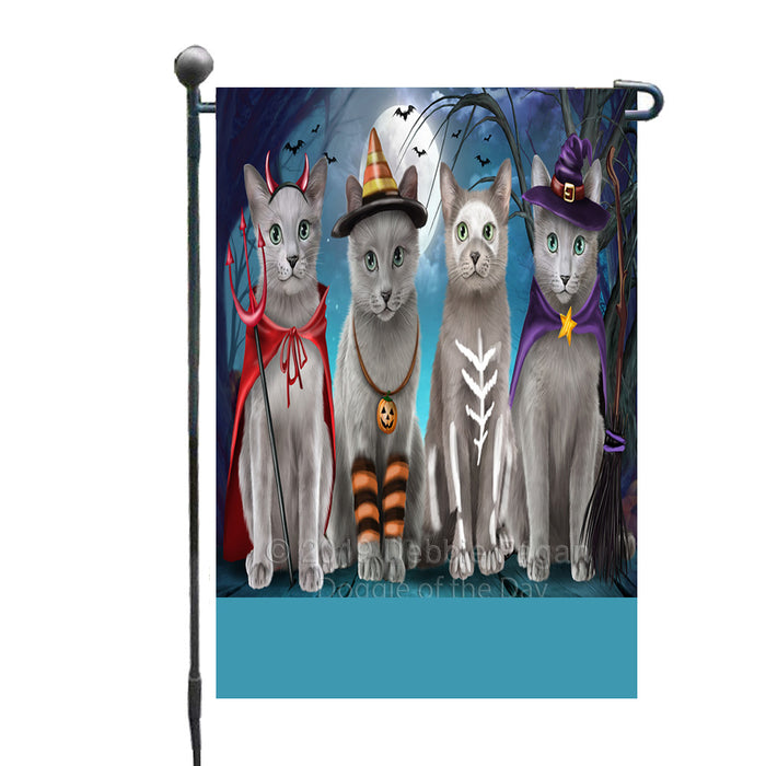 Personalized Happy Halloween Trick or Treat Russian Blue Cats Custom Garden Flag GFLG64374