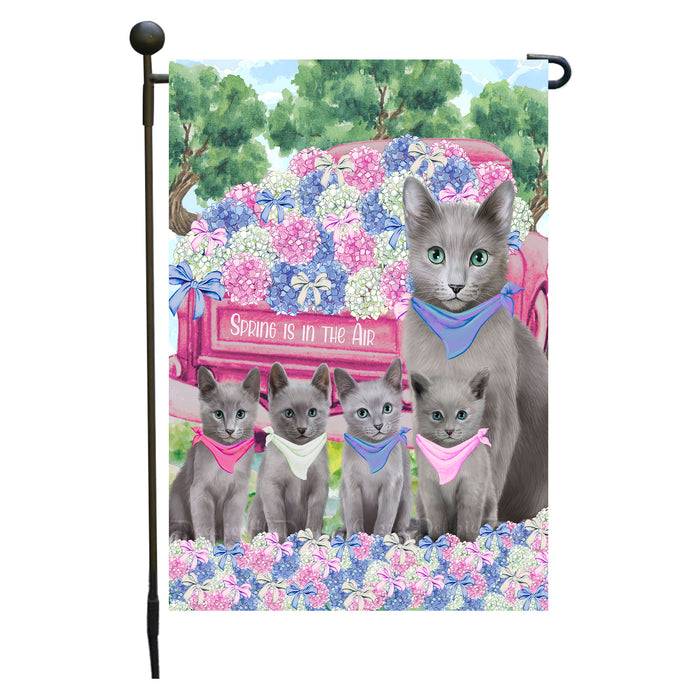 Russian Blue Cats Garden Flag: Explore a Variety of Personalized Designs, Double-Sided, Weather Resistant, Custom, Outdoor Garden Yard Decor for Cat and Pet Lovers