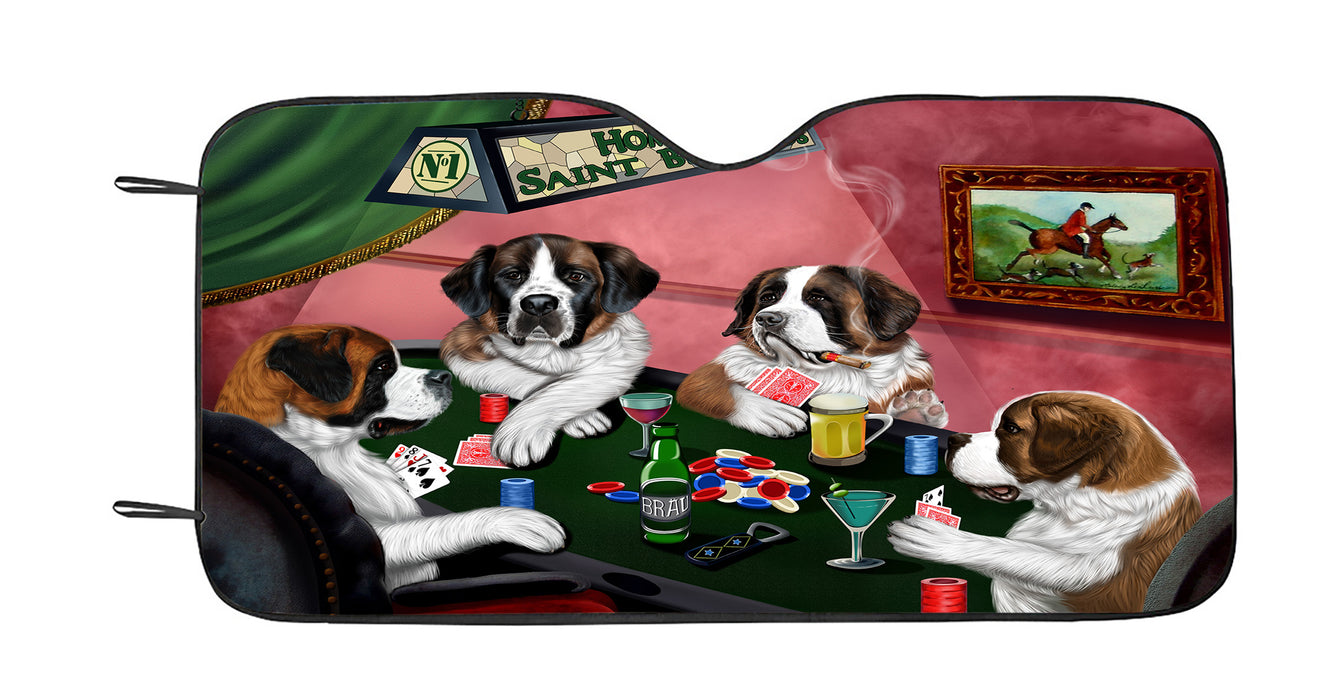 Home of  Saint Bernard Dogs Playing Poker Car Sun Shade