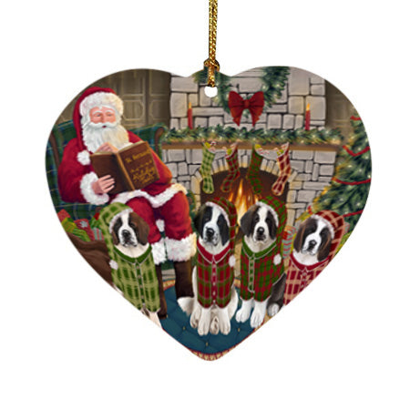 Christmas Cozy Holiday Tails Saint Bernards Dog Heart Christmas Ornament HPOR55739