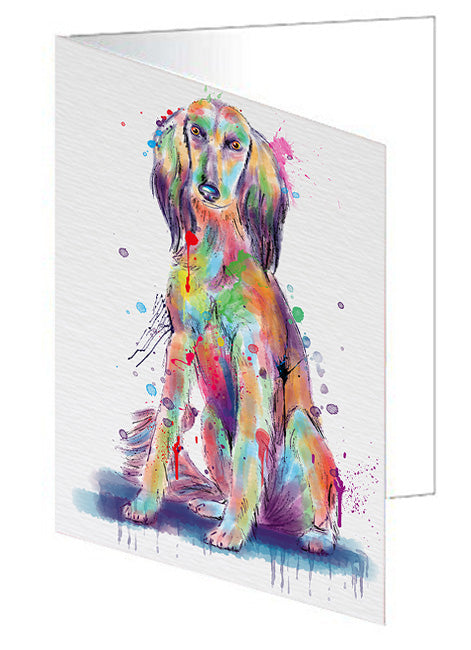 Watercolor Saluki Dog Handmade Artwork Assorted Pets Greeting Cards and Note Cards with Envelopes for All Occasions and Holiday Seasons GCD80003