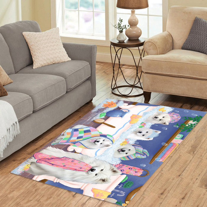 Rub A Dub Dogs In A Tub Samoyed Dogs Area Rug