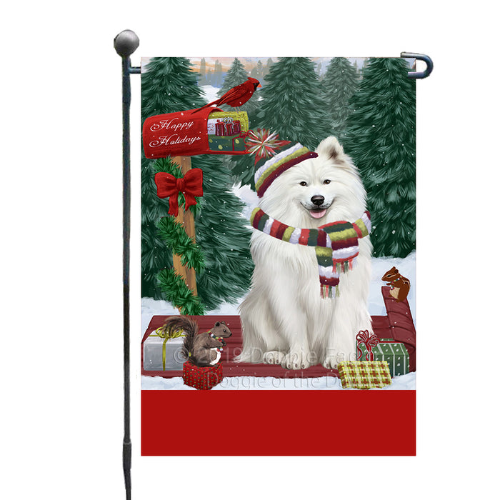 Personalized Merry Christmas Woodland Sled  Samoyed Dog Custom Garden Flags GFLG-DOTD-A61672
