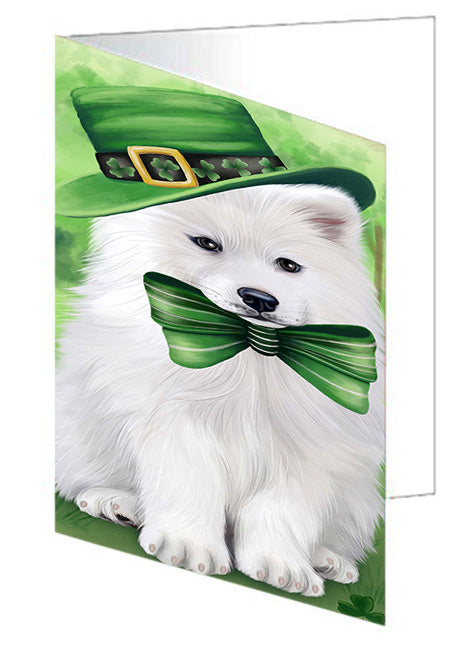 St. Patricks Day Irish Portrait Samoyed Dog Handmade Artwork Assorted Pets Greeting Cards and Note Cards with Envelopes for All Occasions and Holiday Seasons GCD52163