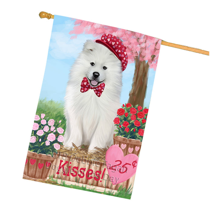 Rosie 25 Cent Kisses Samoyed Dog House Flag FLG56700