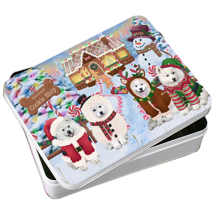 Holiday Gingerbread Cookie Shop Samoyeds Dog Photo Storage Tin PITN56558