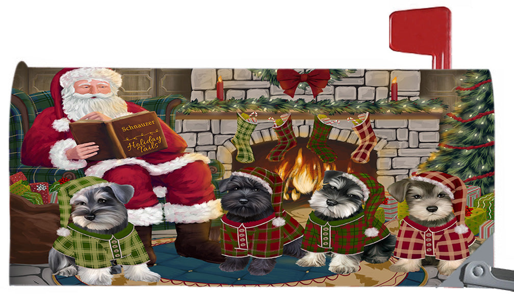 Christmas Cozy Holiday Fire Tails Schnauzer Dogs 6.5 x 19 Inches Magnetic Mailbox Cover Post Box Cover Wraps Garden Yard Décor MBC48930