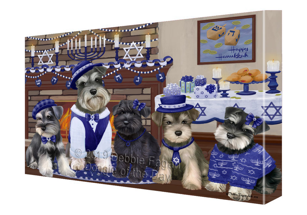 Happy Hanukkah Family Schnauzer Dogs Canvas Print Wall Art Décor CVS144224