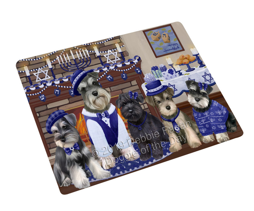 Happy Hanukkah Family Schnauzer Dogs Cutting Board - For Kitchen - Scratch & Stain Resistant - Designed To Stay In Place - Easy To Clean By Hand - Perfect for Chopping Meats, Vegetables