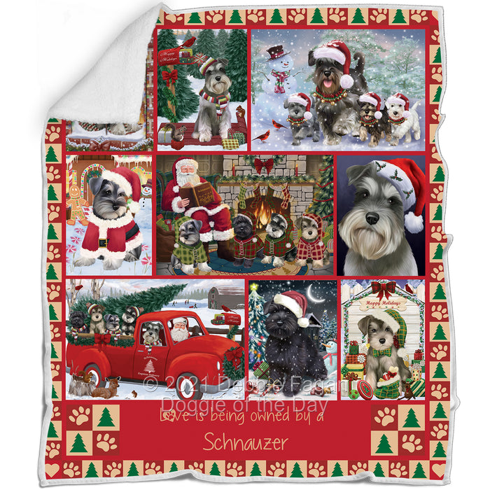 Love is Being Owned Christmas Schnauzer Dogs Blanket BLNKT143495