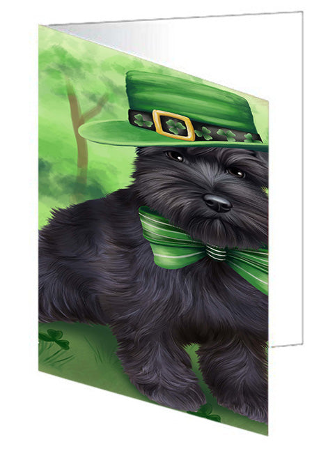 St. Patricks Day Irish Portrait Schnauzer Dog Handmade Artwork Assorted Pets Greeting Cards and Note Cards with Envelopes for All Occasions and Holiday Seasons GCD52175