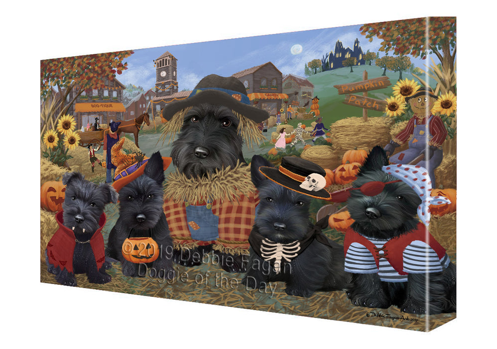 Halloween 'Round Town Scottish Terrier Dogs Canvas Print Wall Art Décor CVS143963