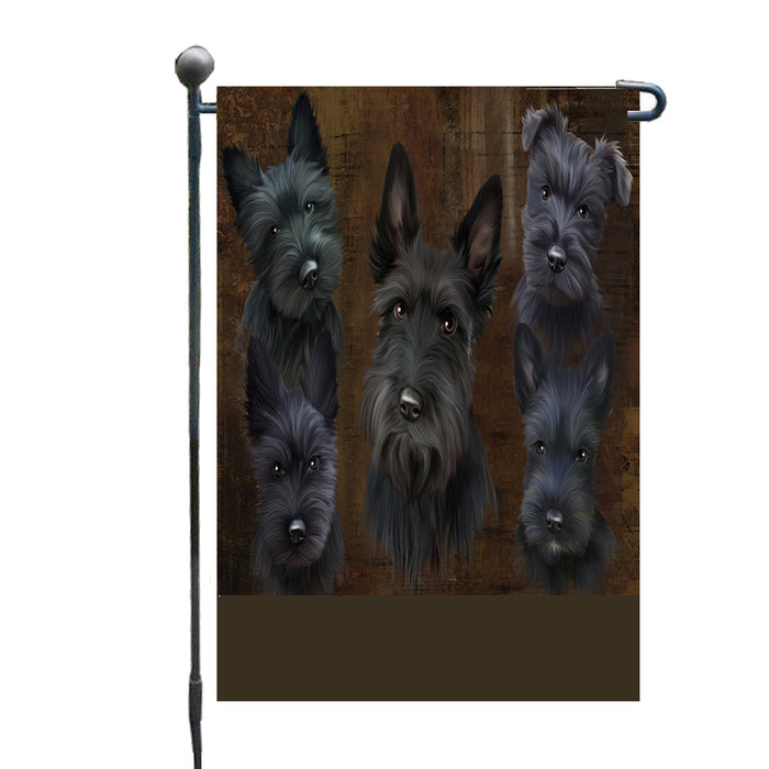 Personalized Rustic 5 Scottish Terrier Dogs Custom Garden Flags GFLG-DOTD-A62572