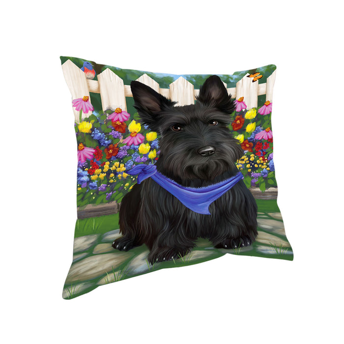 Spring Floral Scottish Terrier Dog Pillow PIL56456