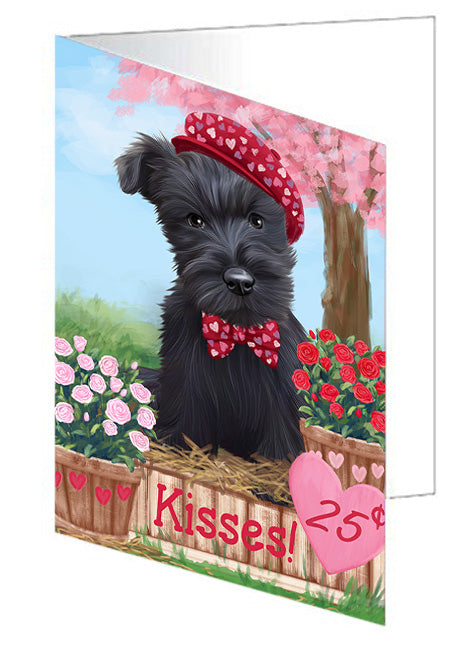 Rosie 25 Cent Kisses Scottish Terrier Dog Handmade Artwork Assorted Pets Greeting Cards and Note Cards with Envelopes for All Occasions and Holiday Seasons GCD72584
