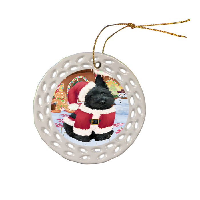 Christmas Gingerbread House Candyfest Scottish Terrier Dog Ceramic Doily Ornament DPOR56894
