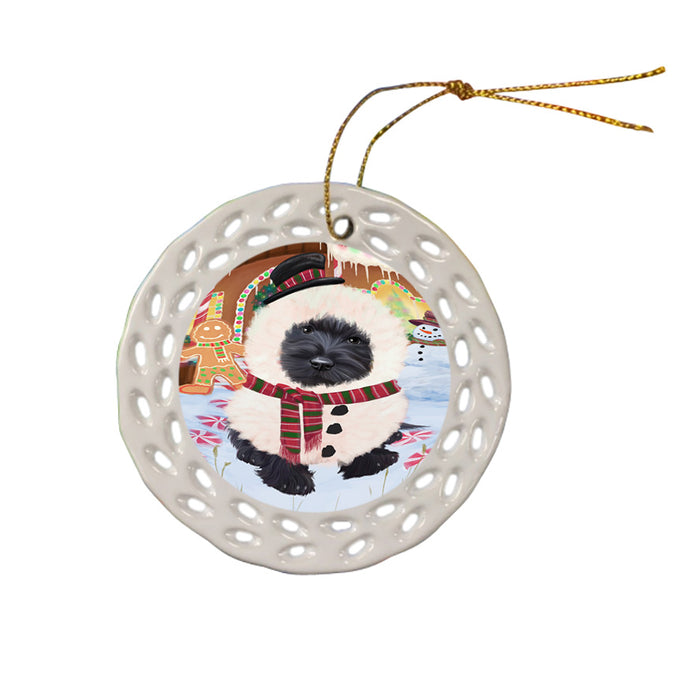 Christmas Gingerbread House Candyfest Scottish Terrier Dog Ceramic Doily Ornament DPOR56895