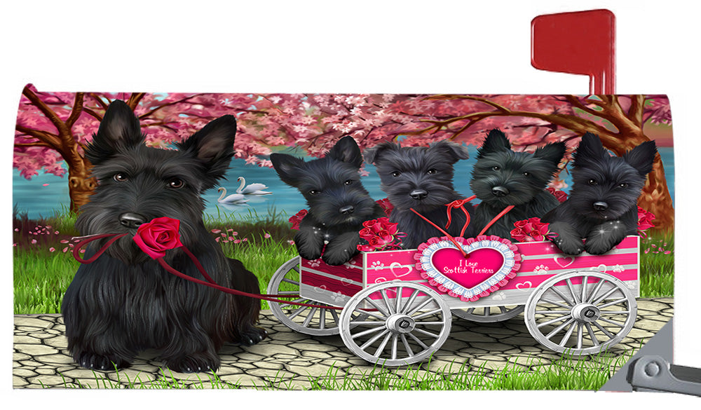 I Love Scottish Terrier Dogs in a Cart Magnetic Mailbox Cover MBC48582