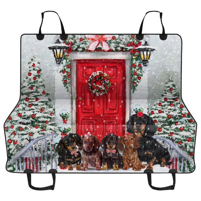 Christmas Holiday Welcome Red Door Dachshund Dog Pet Back Car Seat Cover
