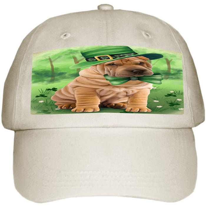 St. Patricks Day Irish Portrait Shar Pei Dog Ball Hat Cap HAT51900