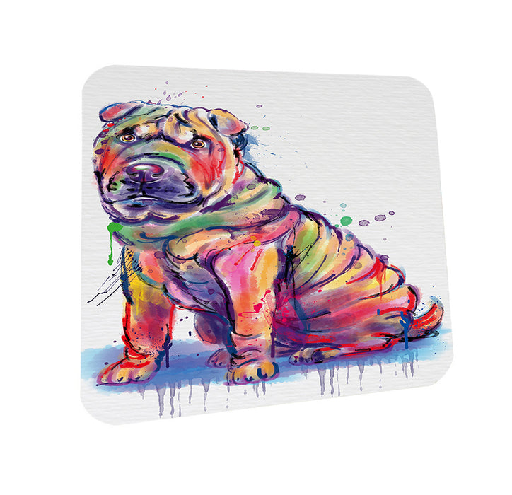 Watercolor Shar Pei Dog Coasters Set of 4 CST57061