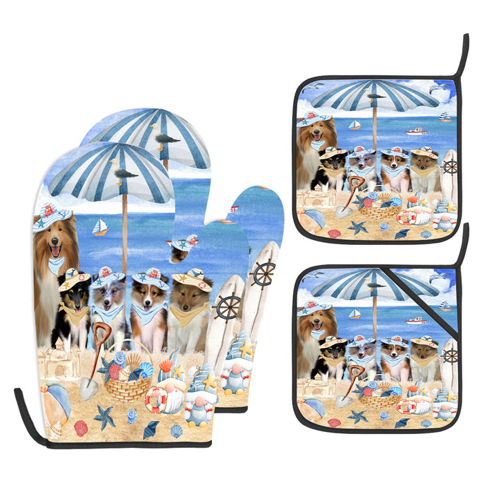 Shetland Sheepdog Oven Mitts and Pot Holder: Explore a Variety of Designs, Potholders with Kitchen Gloves for Cooking, Custom, Personalized, Gifts for Pet & Dog Lover