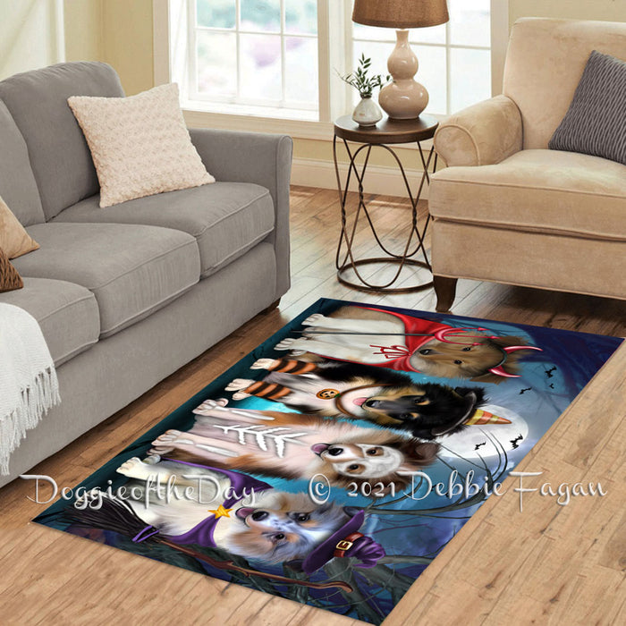 Happy Halloween Trick or Treat Shetland Sheepdogs Polyester Living Room Carpet Area Rug ARUG66418