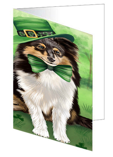 St. Patricks Day Irish Portrait Shetland Sheepdog Dog Handmade Artwork Assorted Pets Greeting Cards and Note Cards with Envelopes for All Occasions and Holiday Seasons GCD52214