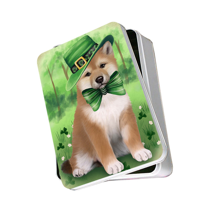 St. Patricks Day Irish Portrait Shiba Inu Dog Photo Storage Tin PITN49400