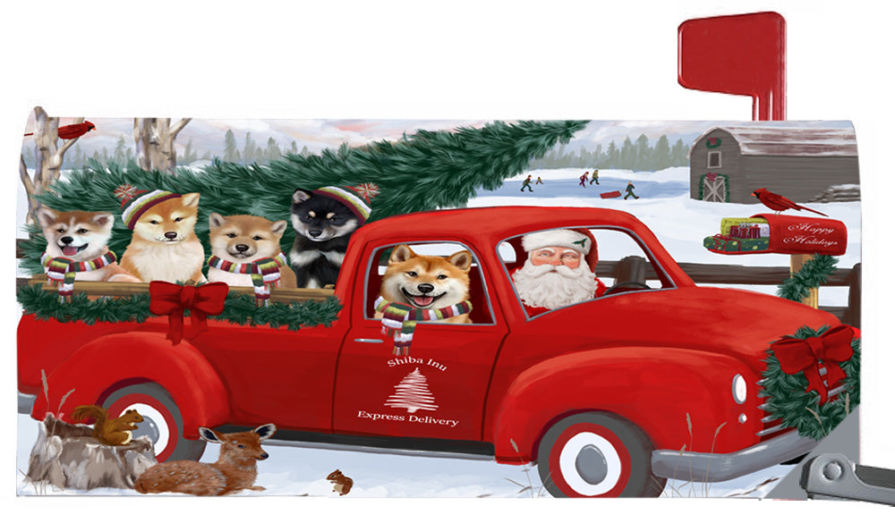 Magnetic Mailbox Cover Christmas Santa Express Delivery Shiba Inus Dog MBC48352