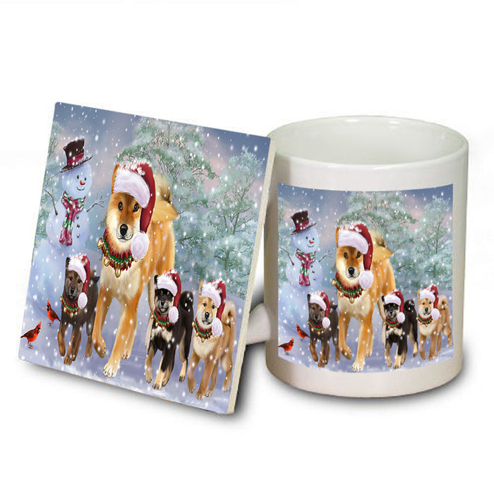 Christmas Running Family Shiba Inu Dogs Mug and Coaster Set MUC57130