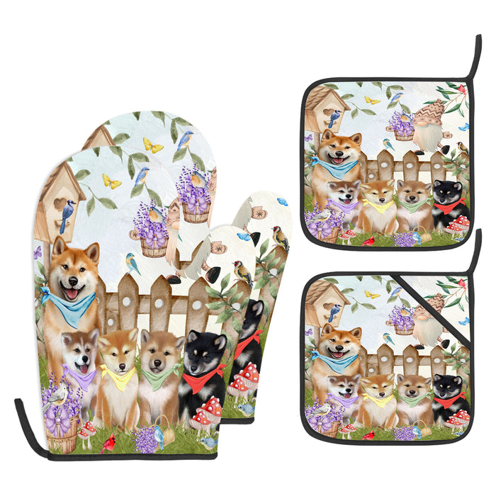 Shiba Inu Oven Mitts and Pot Holder Set: Explore a Variety of Designs, Custom, Personalized, Kitchen Gloves for Cooking with Potholders, Gift for Dog Lovers
