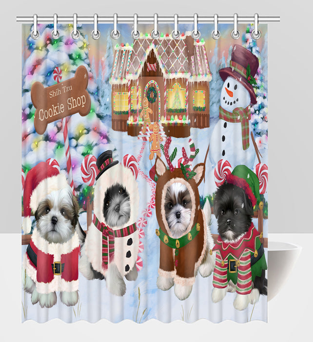 Holiday Gingerbread Cookie Shih Tzu Dogs Shower Curtain
