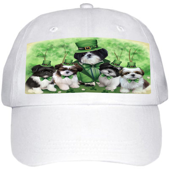St. Patricks Day Irish Family Portrait Shih Tzus Dog Ball Hat Cap HAT51942