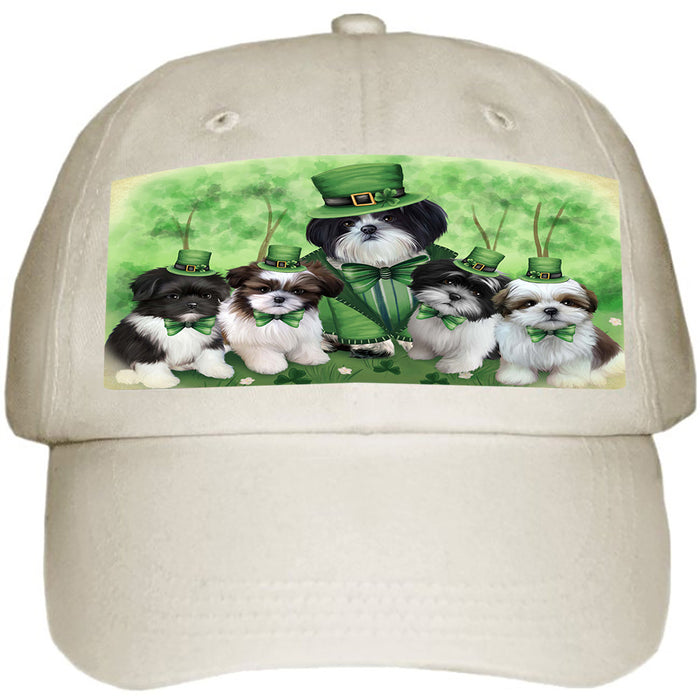 St. Patricks Day Irish Family Portrait Shih Tzus Dog Ball Hat Cap HAT51942