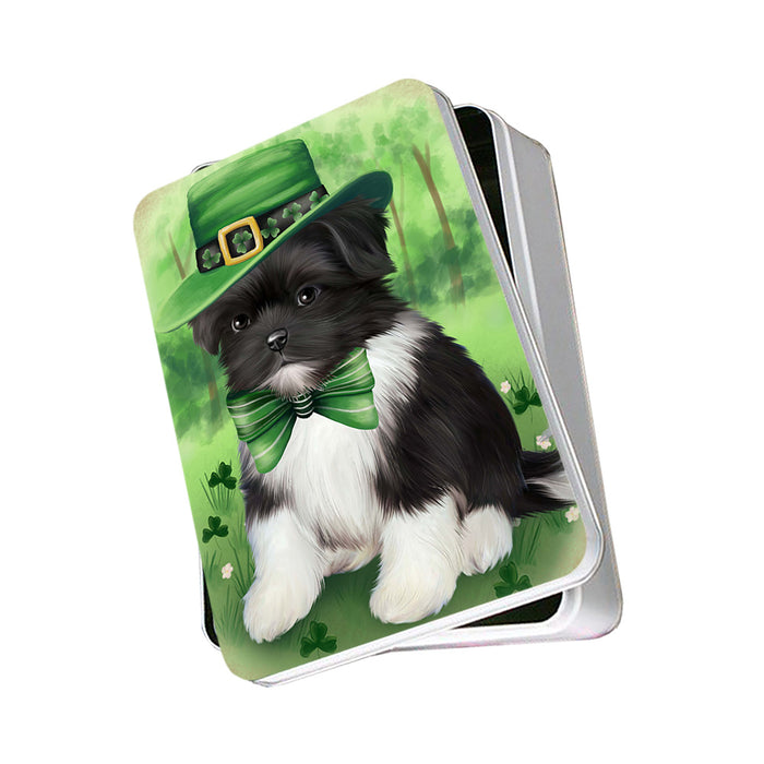 St. Patricks Day Irish Portrait Shih Tzu Dog Photo Storage Tin PITN49406