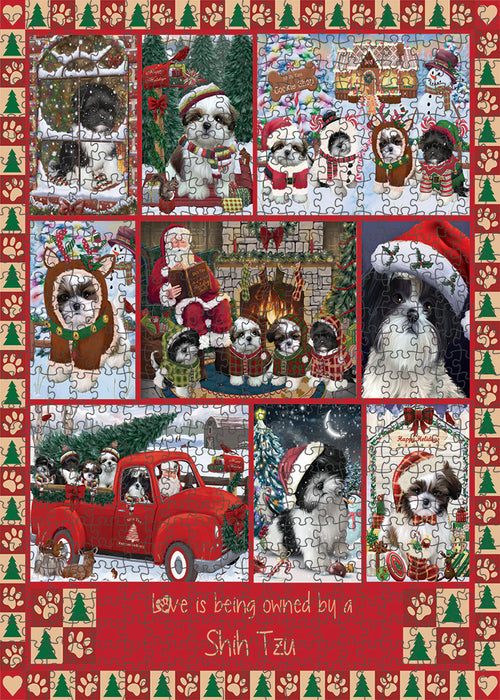 Love is Being Owned Christmas Shih Tzu Dogs Puzzle with Photo Tin PUZL99504