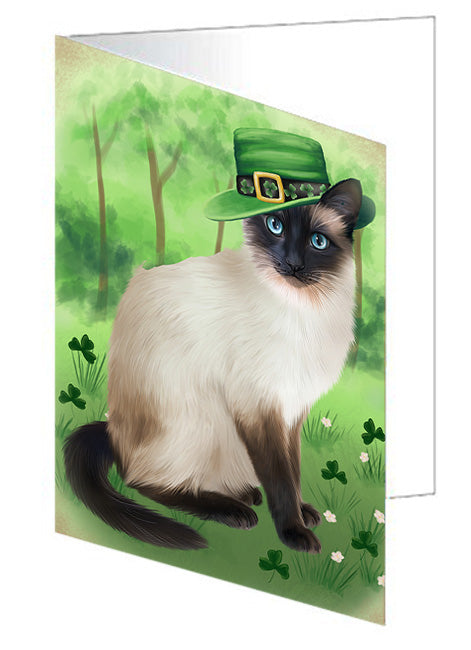 St. Patricks Day Irish Portrait Siamese Cat Handmade Artwork Assorted Pets Greeting Cards and Note Cards with Envelopes for All Occasions and Holiday Seasons GCD76625